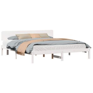 vidaXL Bettrahmen mit Kopfteil Wei&szlig; 180 x 200 cm Massives Kiefernholz