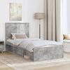 vidaXL Bettrahmen Beton Grau 90 x 190 cm Massives Kiefernholz