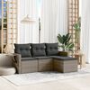 vidaXL 4-tlg. Garten-Sofagarnitur mit Kissen Grau Poly Rattan