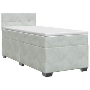vidaXL Boxspringbett mit Matratze Hellgrau 90 x 190 cm Samt