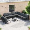 vidaXL Gartensofa-set mit Kissen 9 pcs Schwarz Stahl