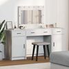 vidaXL Schminktisch mit Spiegelbeleuchtung 3 pcs Wei&szlig; Holzwerkstoff