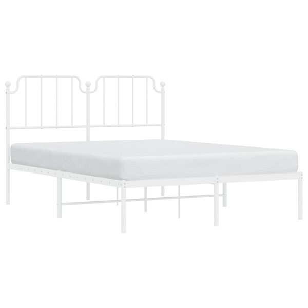 vidaXL Bettgestell mit Kopfteil Metall Wei&szlig; 135x190 cm