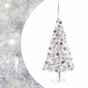 vidaXL K&uuml;nstlicher Weihnachtsbaum Beleuchtung & Kugeln Silber 120 cm