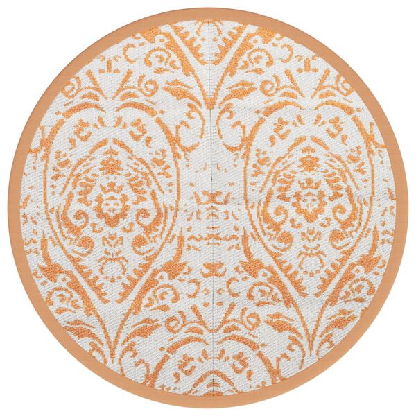 vidaXL Outdoor-Teppich ARAKIL Orange und Wei&szlig; &Oslash;160 cm PP