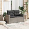 vidaXL Gartensofa 2-Sitzer mit Kissen Grau Poly Rattan