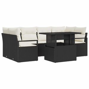 vidaXL Gartensofa-set mit Speicher 7 pcs Schwarz Poly-Rattan