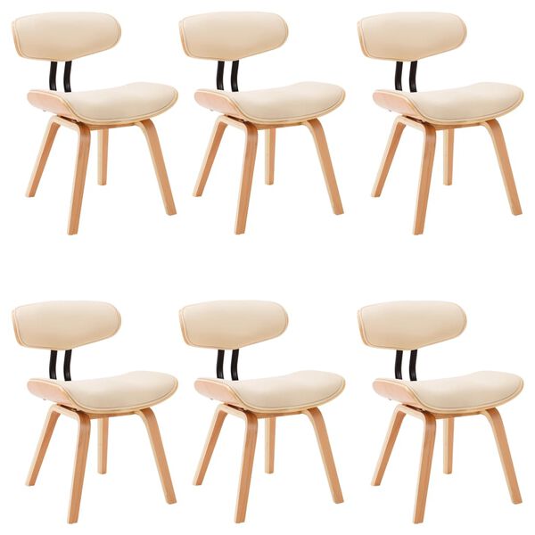 vidaXL Esszimmerst&uuml;hle 6 Stk. Creme Bugholz und Kunstleder