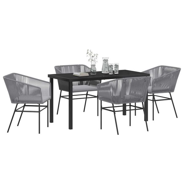 vidaXL Garten Essgruppe 5 pcs Grau Pulverbeschichteter Stahl