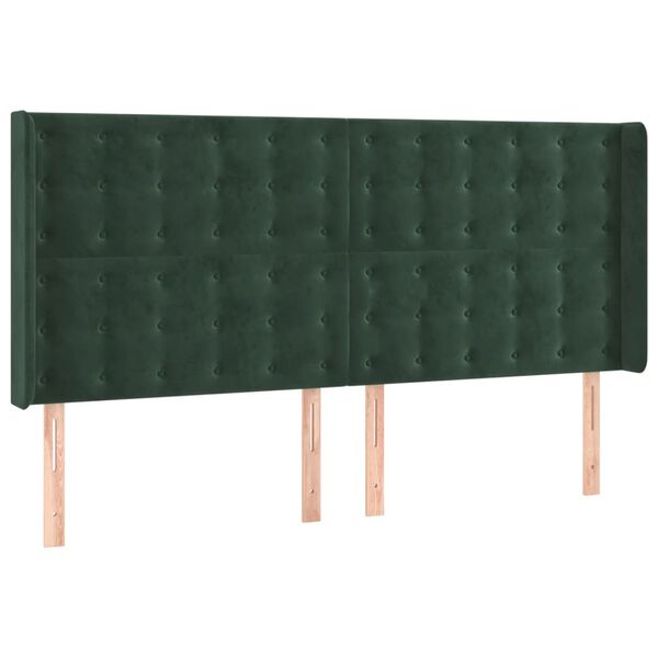 vidaXL LED Kopfteil Dunkelgr&uuml;n 183x16x118/128 cm Samt