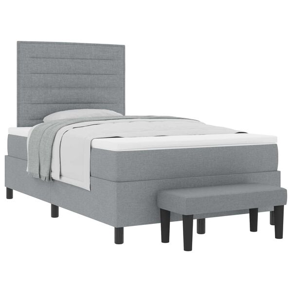 vidaXL Boxspringbett mit Matratze Hellgrau 120 x 190 cm Stoff