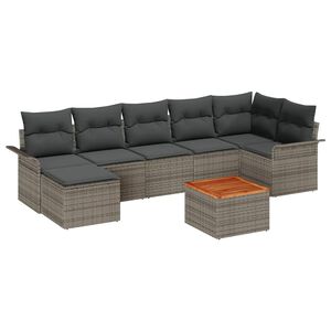 vidaXL Gartensofa-set mit Kissen 8 pcs Grau Poly-Rattan