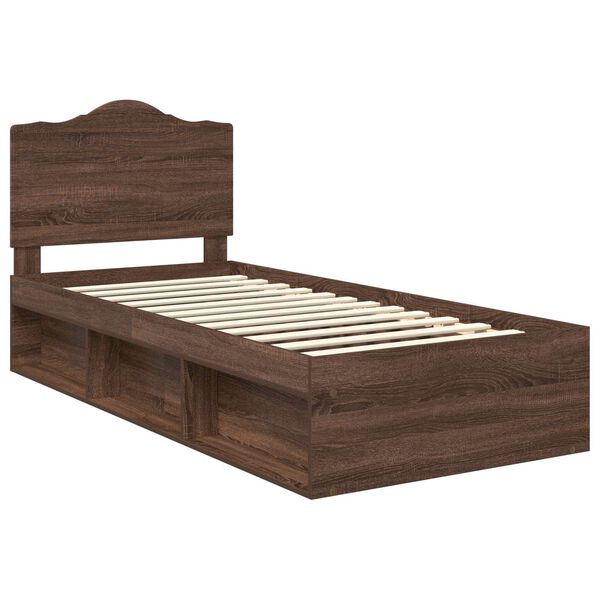 vidaXL Bettrahmen Braun Eichen-Optik 75 x 190 cm Massives Kiefernholz