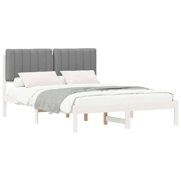 vidaXL Bettgestell mit gepolstertem Kopfteil Hellgrau 140 x 200 cm