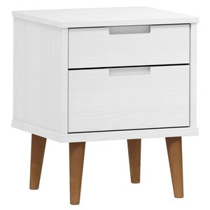vidaXL Nachttisch MOLDE Wei&szlig; 40x35x48 cm Massivholz Kiefer