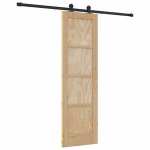 vidaXL Schiebet&uuml;r Nat&uuml;rlich und Schwarz 61 x 198,5 cm