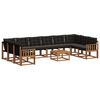 vidaXL Outdoor-Sofagarnitur mit Kissen 11 pcs Nat&uuml;rlich und Schwarz