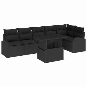 vidaXL Gartensofa-set mit Speicher 7 pcs Schwarz Poly-Rattan