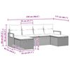 vidaXL Garten-Sofa-Set 6 pcs Hellgrau 230 x 117 x 85 cm Poly Rattan