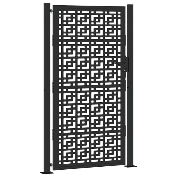 vidaXL Gartentor Schwarz 100x175 cm Stahl Kreuz-Design
