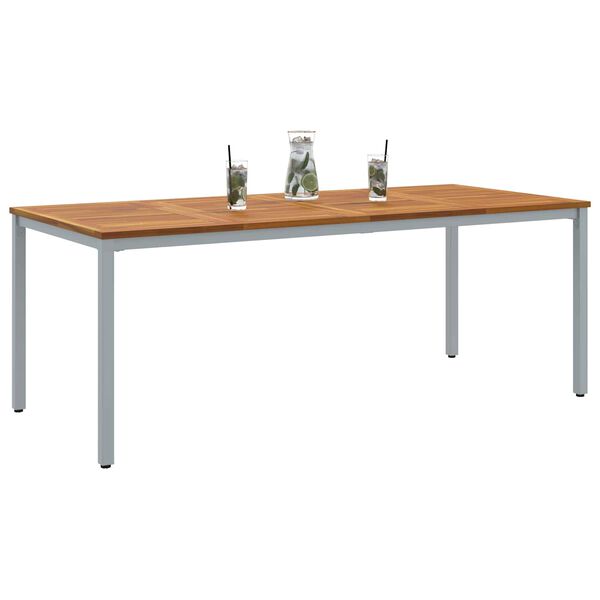vidaXL Tisch f&uuml;r Outdoor Nat&uuml;rlich und Grau 200 x 90 x 75 cm