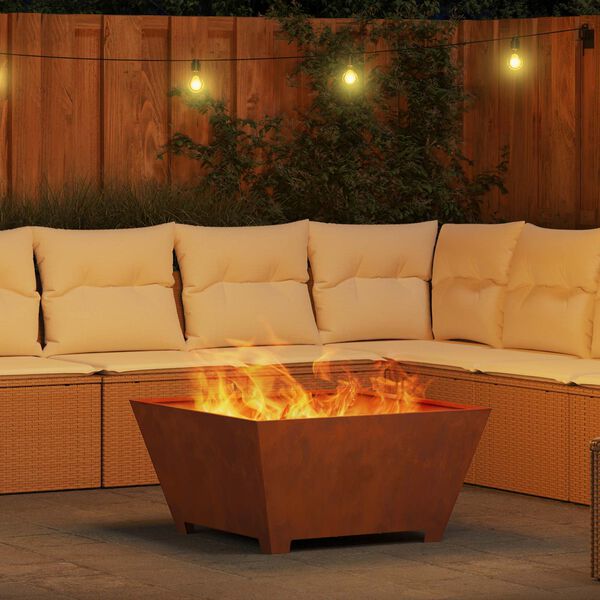 vidaXL Feuerstelle Braun 80 x 80 x 40 cm Wetterfeststahl