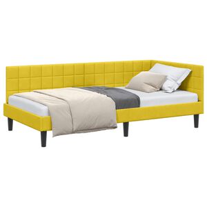 vidaXL Eckbettgestell mit Kopfteil Gelb 100 cm x 200 cm Samt