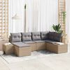 vidaXL Garten-Sofa-Set mit Kissen 6 pcs Beige und Hellgrau Poly-Rattan