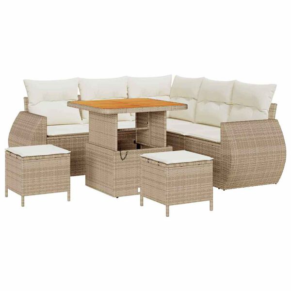 vidaXL Gartensofa-set 8 pcs Beige Poly-Rattan