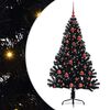 vidaXL K&uuml;nstlicher vorbeleuchteter Weihnachtsbaum Schwarz 150 cm PVC