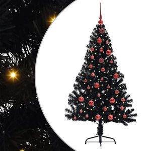 vidaXL K&uuml;nstlicher vorbeleuchteter Weihnachtsbaum Schwarz 150 cm PVC