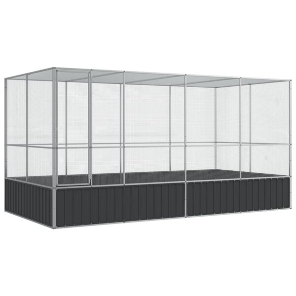 vidaXL Voliere mit Erweiterung Silber 418 x 207 x 212 cm Stahl