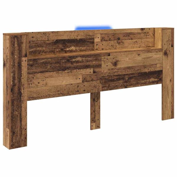 vidaXL Kopfteil mit Regal Altholz 200 x 15 x 103,5 cm Holzwerkstoff
