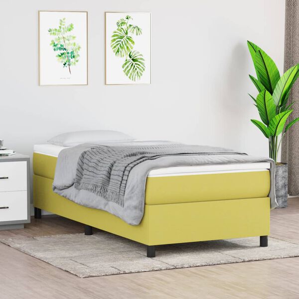 vidaXL Boxspringbett mit Matratze Gr&uuml;n 90x200 cm Stoff