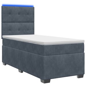vidaXL Boxspringbett mit Matratze Dunkelgrau 80 x 200 cm Samt