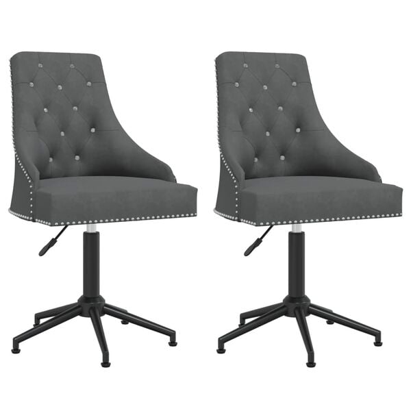 vidaXL Esszimmerst&uuml;hle 2 Stk. Drehbar Dunkelgrau Samt