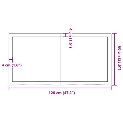 vidaXL Waschtischplatte Hellbraun 120x60x(2-4) cm Massivholz Behandelt