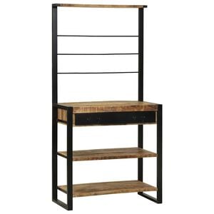 vidaXL K&uuml;chenregal Braun und Schwarz 80 x 40 x 160 cm Massivholz Mango