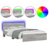 vidaXL Bettgestell mit Kopfteil LED-Beleuchtung Grau Sonoma 120x190 cm