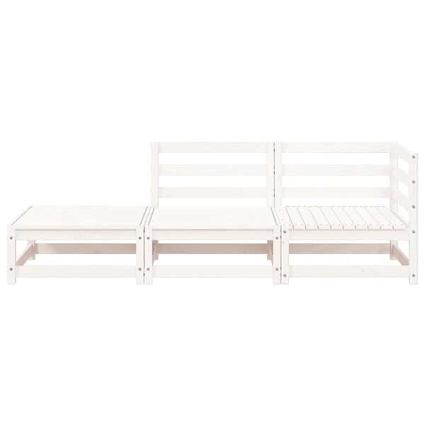 vidaXL Gartensofa mit Hocker 2-Sitzer Weiß Massivholz Kiefer