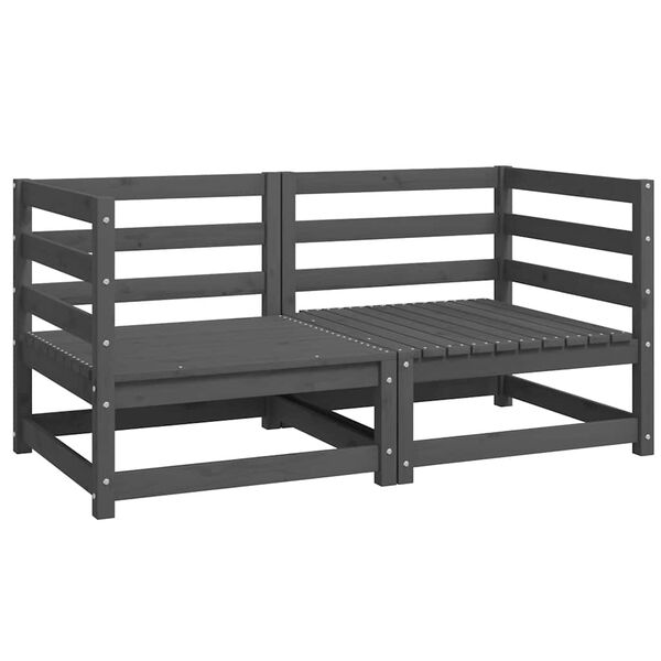 vidaXL Garten-Ecksofas 2 Stk. Grau Massivholz Kiefer