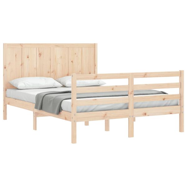 vidaXL Massivholzbett mit Kopfteil 140x200 cm
