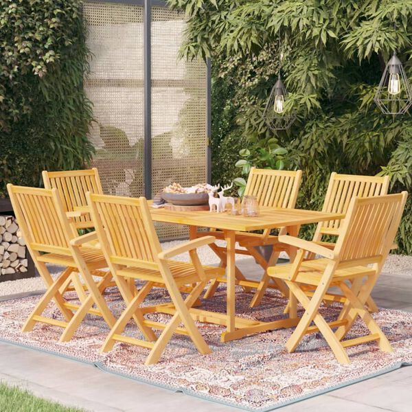 vidaXL 7-tlg. Garten-Essgruppe Massivholz Teak