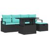 vidaXL Garten-Sofa-Set mit Kissen 6 pcs Schwarz Poly Rattan