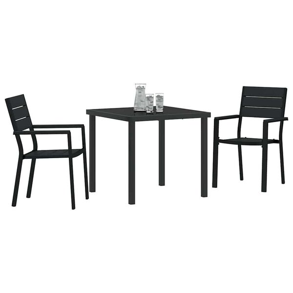 vidaXL Garten Essgruppe 3 pcs Schwarz Pulverbeschichteter Stahl