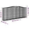 vidaXL Gabionen mit Hochbogen 15 Stk 400x50x160/180cm Verzinktes Eisen