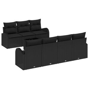 vidaXL Garten-Sofa-Set 8 pcs Schwarz Poly-Rattan und Stahl und Glas