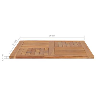 vidaXL Tischplatte Massivholz Teak Quadratisch 90×90×2,5 cm