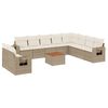 vidaXL 11-tlg. Garten-Sofagarnitur mit Kissen Beige Poly Rattan
