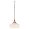 vidaXL H&auml;ngelampe Industrie-Stil Wei&szlig; Eisen & Massivholz 45 cm E27